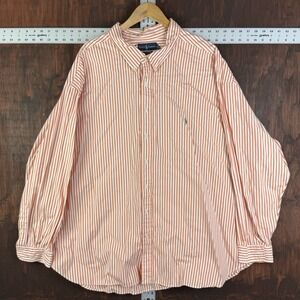 Ralph Lauren Vintage Button Down Shirt Long Sleeve Orange White Men's 6XB BIG
